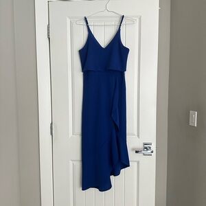 The Vanity Room Royal Blue Ruffle Midi Dress